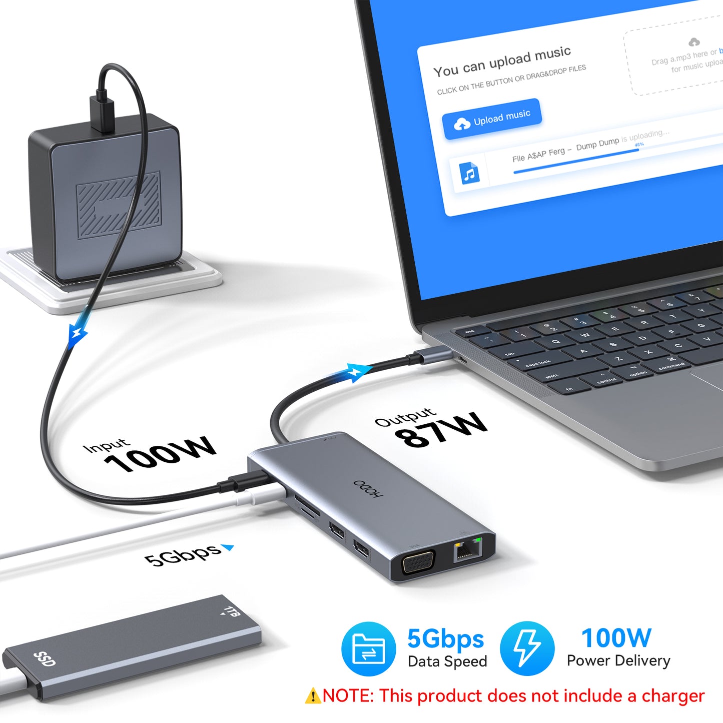 USB C Docking Station Dual Monitor, 14 in 1 Laptop Dockingstation Triple Display, USB C Hub Adapter mit 2 HDMI, VGA, Ethernet, PD, USB C Data, 5 USB, SD/TF, Audio/Mic für Dell Thinkpad Lenovo Surface