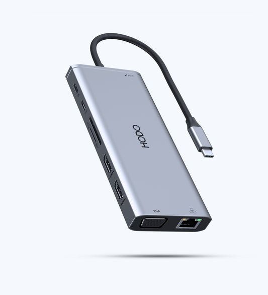 USB C Docking Station Dual Monitor, 14 in 1 Laptop Dockingstation Triple Display, USB C Hub Adapter mit 2 HDMI, VGA, Ethernet, PD, USB C Data, 5 USB, SD/TF, Audio/Mic für Dell Thinkpad Lenovo Surface