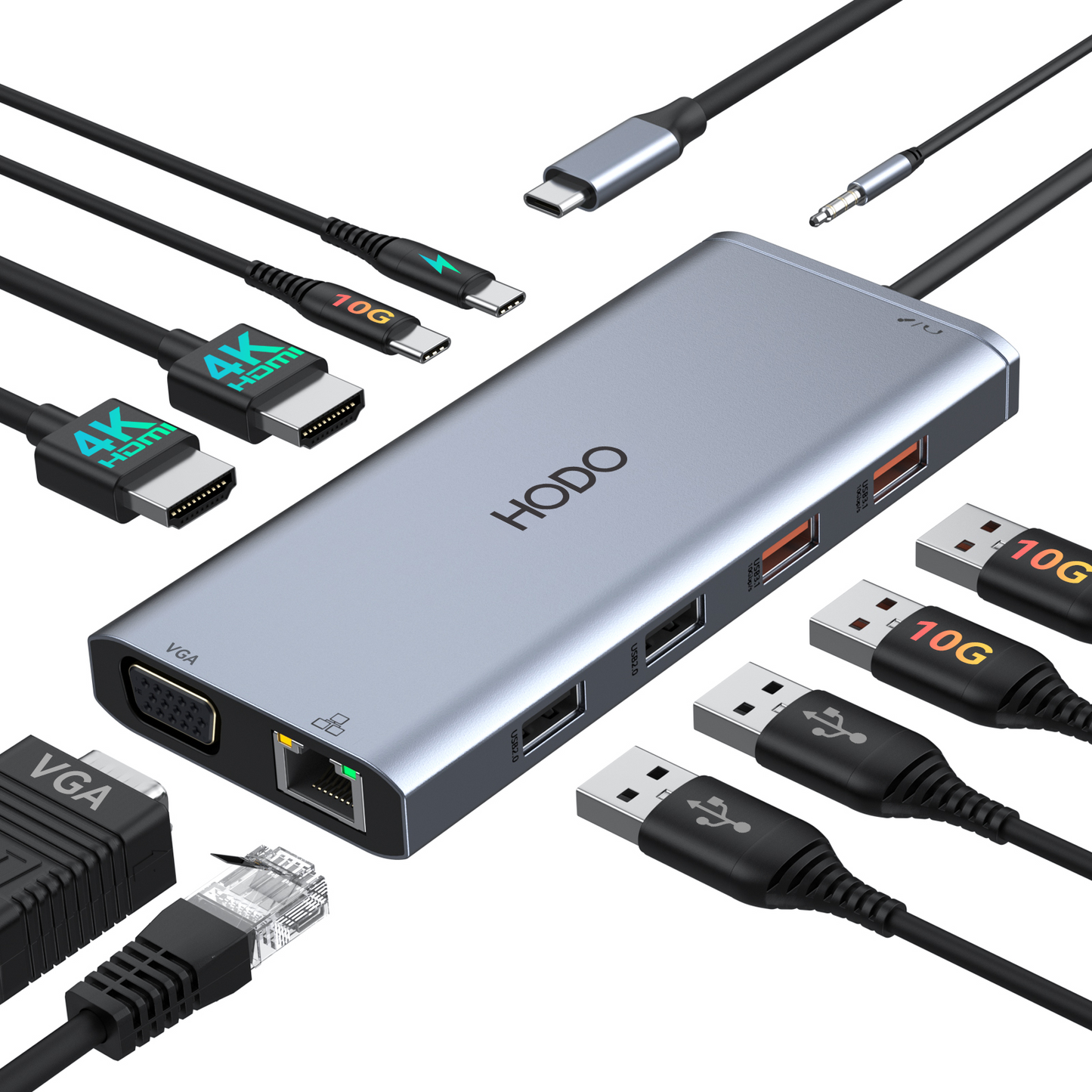 USB C Docking Station Laptop Docking Station Dual Monitor for Dell HP Lenovo Surface Docking Station Dual HDMI Monitors USB C Dongle with 2 HDMI,VGA,10G USB A/C Port,100W PD,USB C Hub for Laptop