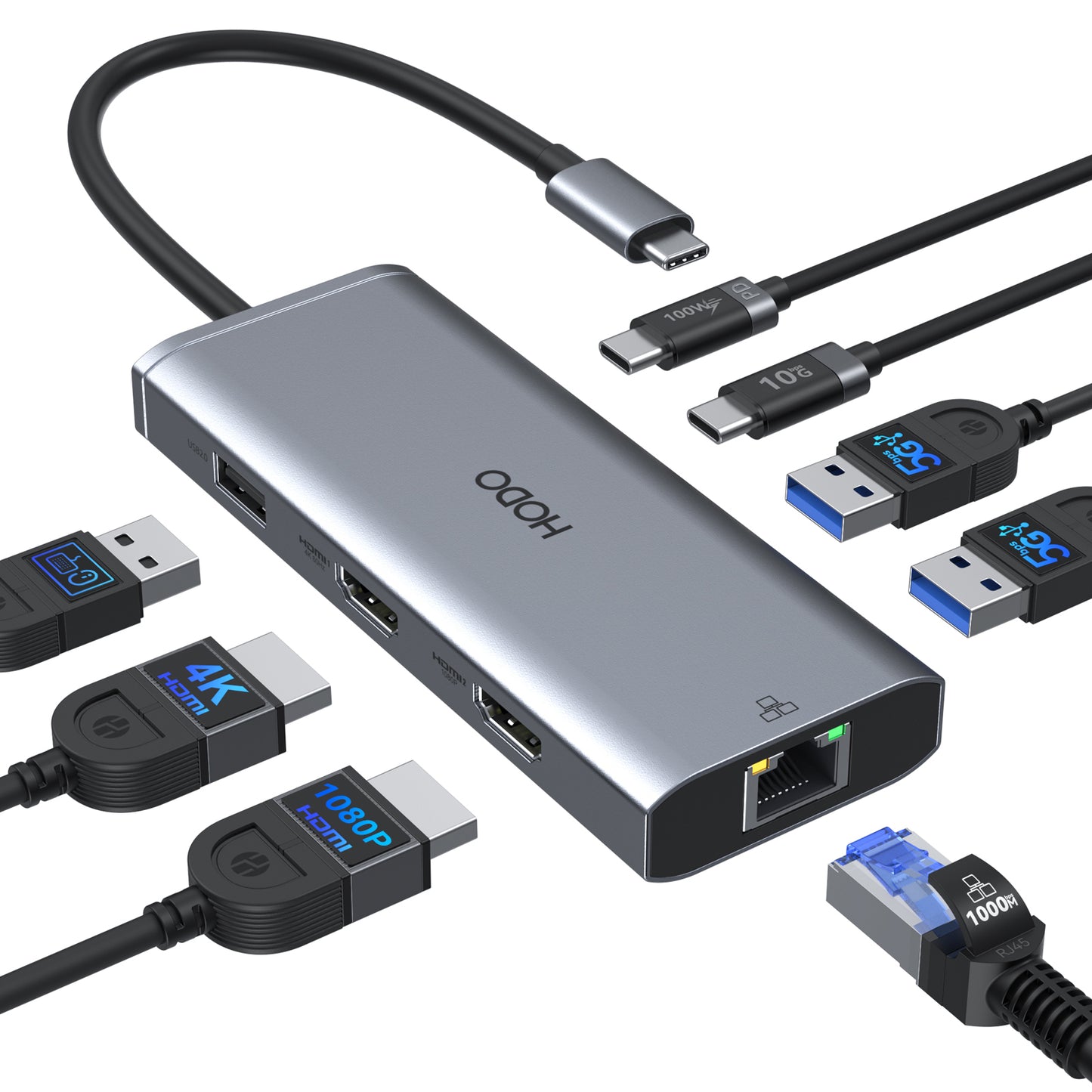 Docking Station USB C für MacBook Pro Air, Dockingstation Laptop 2 Monitore mit 2 HDMI,Ethernet,100WPD,3 USB,USB C Data, USB C Hub Dual HDMI Monitor für Mac M3 M2 M1, Den Treiber installieren