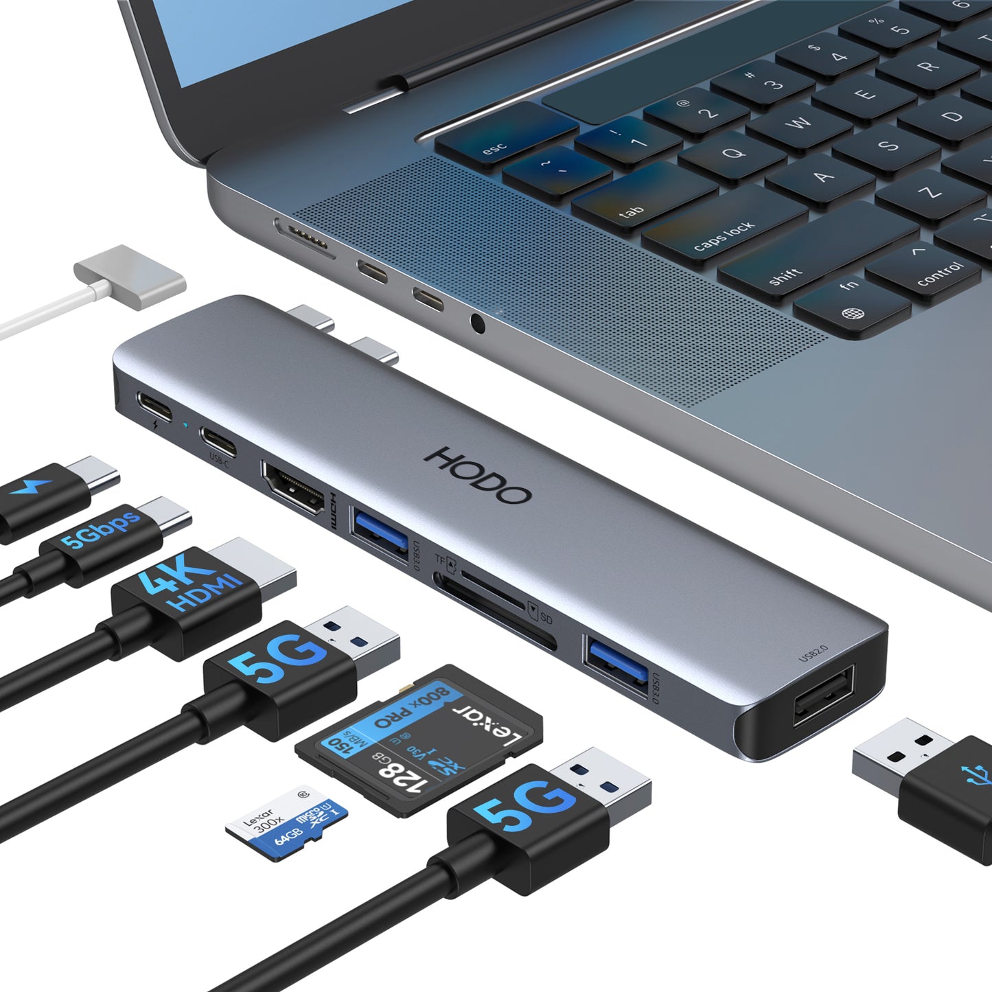 USB C Adapter für MacBook Pro Air, MacBook Hub 8-in-2, Mac Pro Accessories mit 4K HDMI,Thunderbolt 3(Support 5K@60Hz/40Gbps/100W PD),USB 3.0/2.0, SD/TF für M3 M2 M1 2023 2022 2021