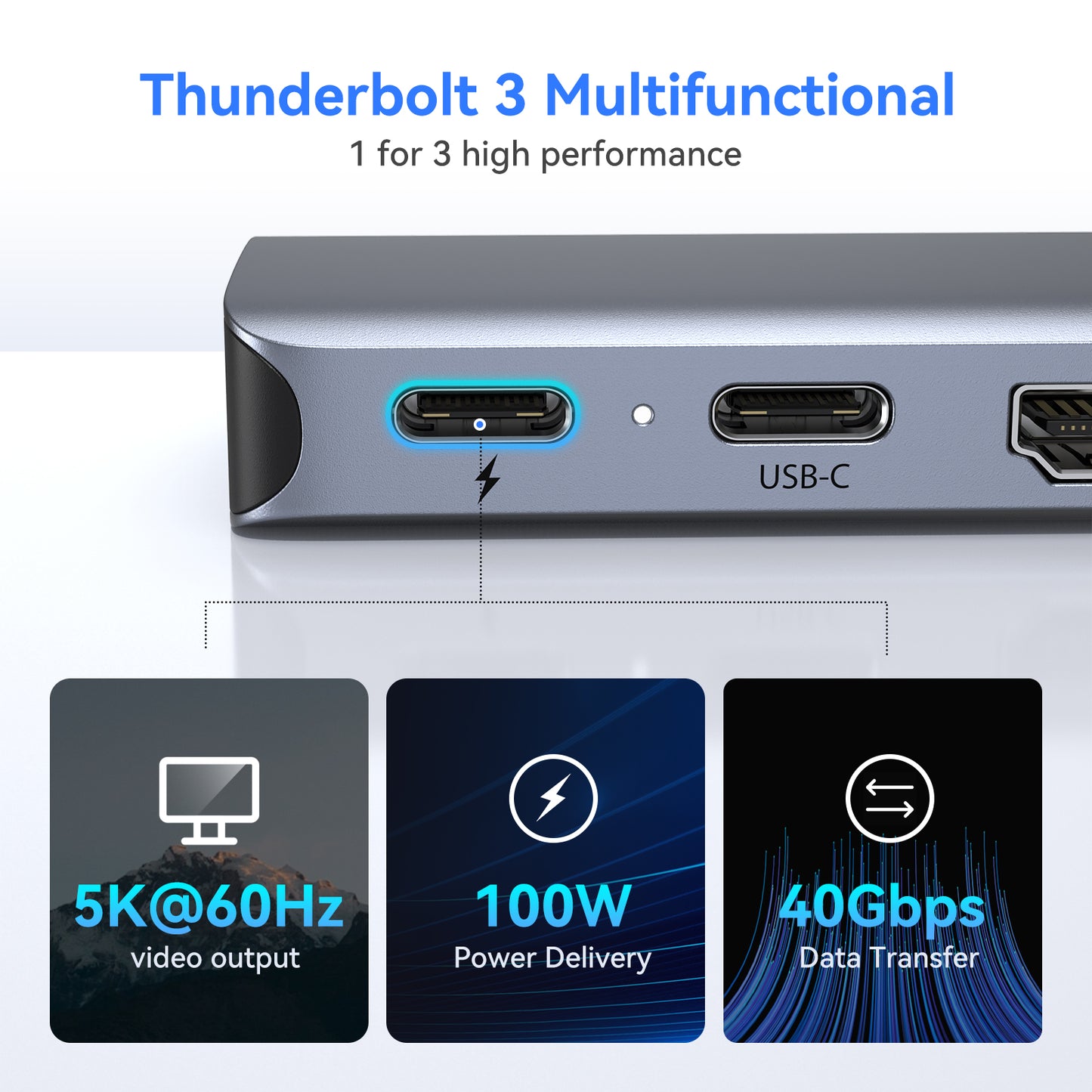 USB C Adapter für MacBook Pro Air, MacBook Hub 8-in-2, Mac Pro Accessories mit 4K HDMI,Thunderbolt 3(Support 5K@60Hz/40Gbps/100W PD),USB 3.0/2.0, SD/TF für M3 M2 M1 2023 2022 2021