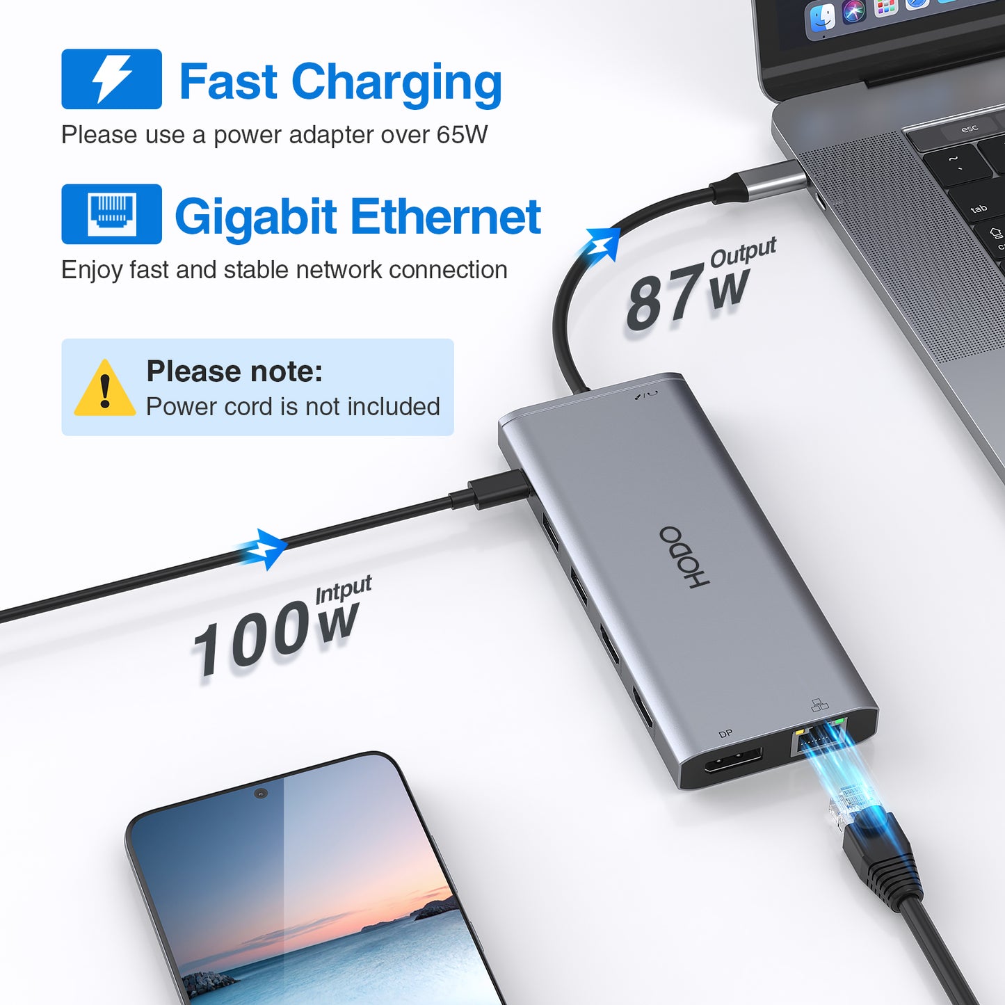 USB C Docking Station Dual Monitor HDMI for Dell HP, USB C Hub HDMI Adapter Docking Station 3 Monitors Thunderbolt 3 to 2 HDMI 4K,DP,Ethernet,6 USB,PD,SD/TF, Audio, Laptop Docking Station for Surface