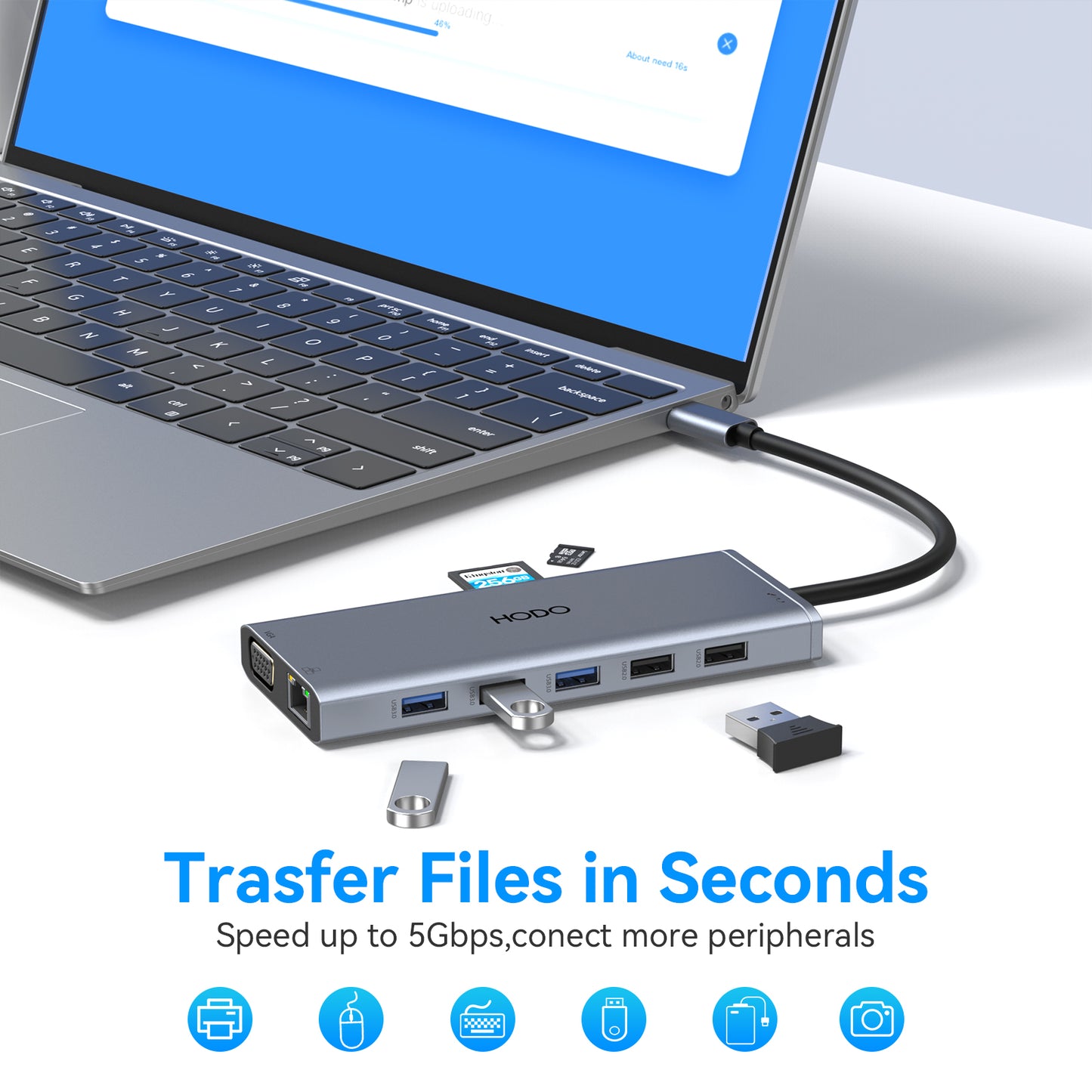USB C Docking Station Dual Monitor, 14 in 1 Laptop Dockingstation Triple Display, USB C Hub Adapter mit 2 HDMI, VGA, Ethernet, PD, USB C Data, 5 USB, SD/TF, Audio/Mic für Dell Thinkpad Lenovo Surface